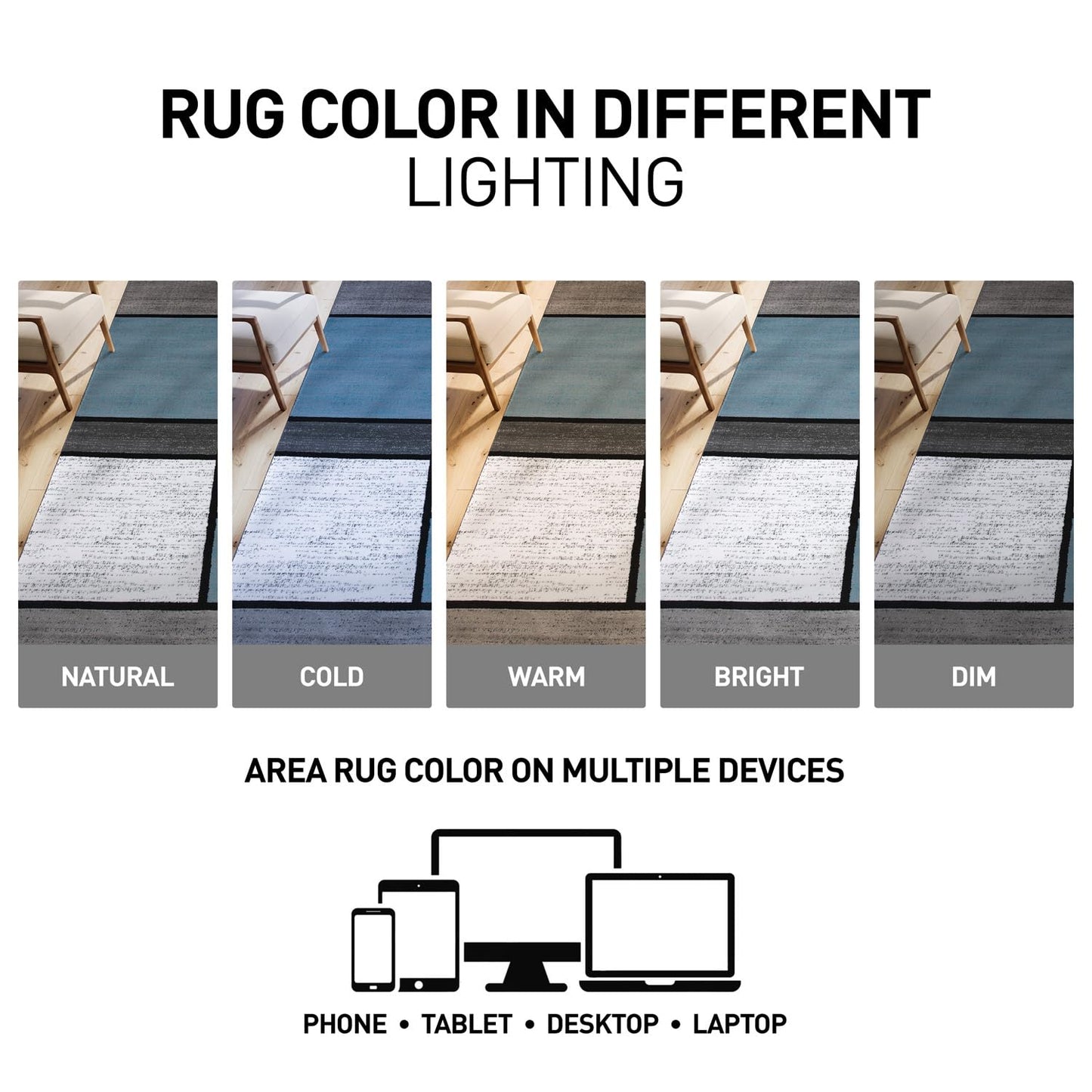 Rugshop Modern Geometric Boxes Blue Area Rug, Non-Shedding Carpet for Bedroom, Office, or Small Living Room, 4' x 6'