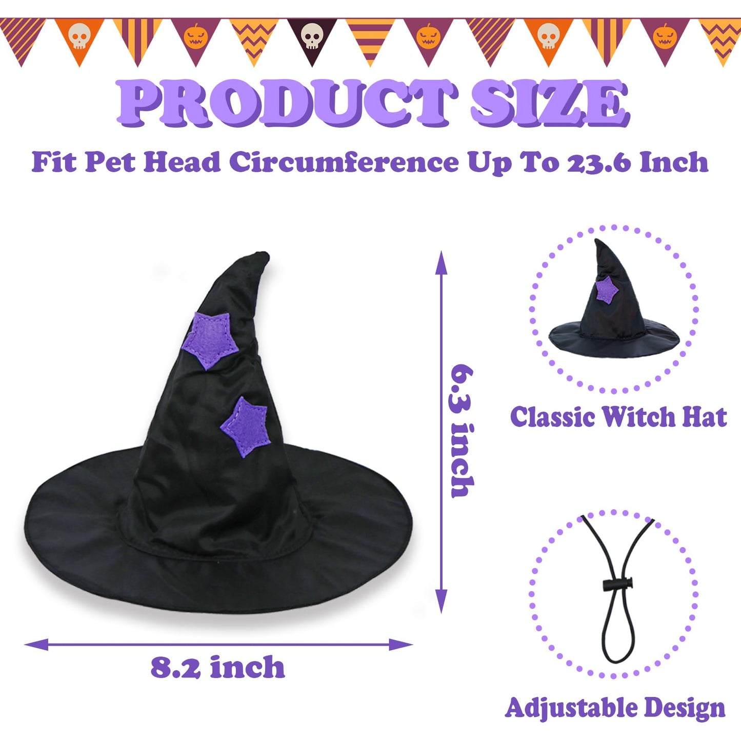 GOYOSWA Dog Halloween Costumes, Dog Witch Costume Halloween Dog Witch Cloak Cape Wizard Hat Halloween Costumes for Small Medium Large Dogs Pets (Large)