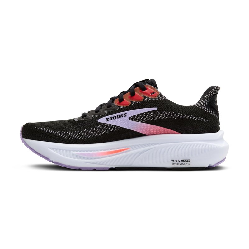 Brooks Women’s Ghost 17 Neutral Running Shoe - Black/Purple/Coral - 5.5 Medium