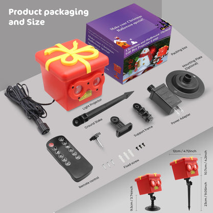 Christmas Halloween 13 Patterns Themes Gift Box Projector Lamp,Led Projector Lights with Remote Control,IP65 Waterproof Garden Decoration Lights,Indoor Outdoor Holiday Decor,Festival Gifts