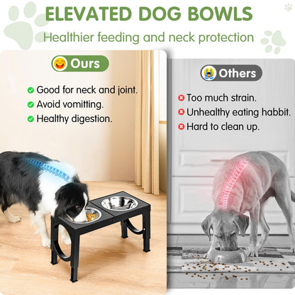 Elevated Dog Bowls Large Breed XIAZ Raised Dogs Bowl Stand Large/Medium Sized Dog 1L Food Water Bowl Stands 5 Heights Adjustable 9/11/12/14in Black Pet Feeder Dish Station