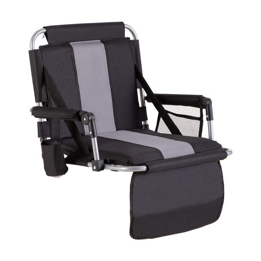GREEN PARTY Stadium Seat for Bleachers Portable Outdoor Floor Folding Stadium Chair with Armrest, Back Support, Cup Holder, Mesh Bag and Hide Hooks