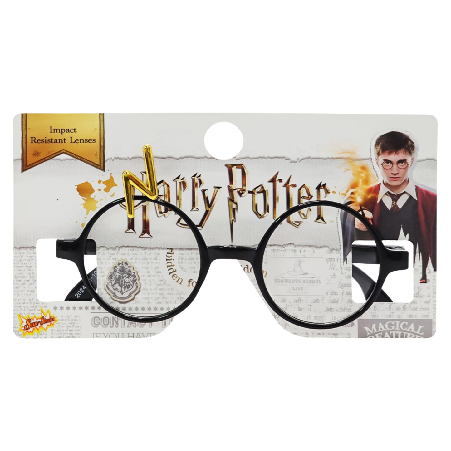 Sun-Staches Official Harry Potter Glasses for Kids | Wizarding World Costume Accessory | Black Frames with Magical Lightning Bolt Scar | One Size Fits Most Kids