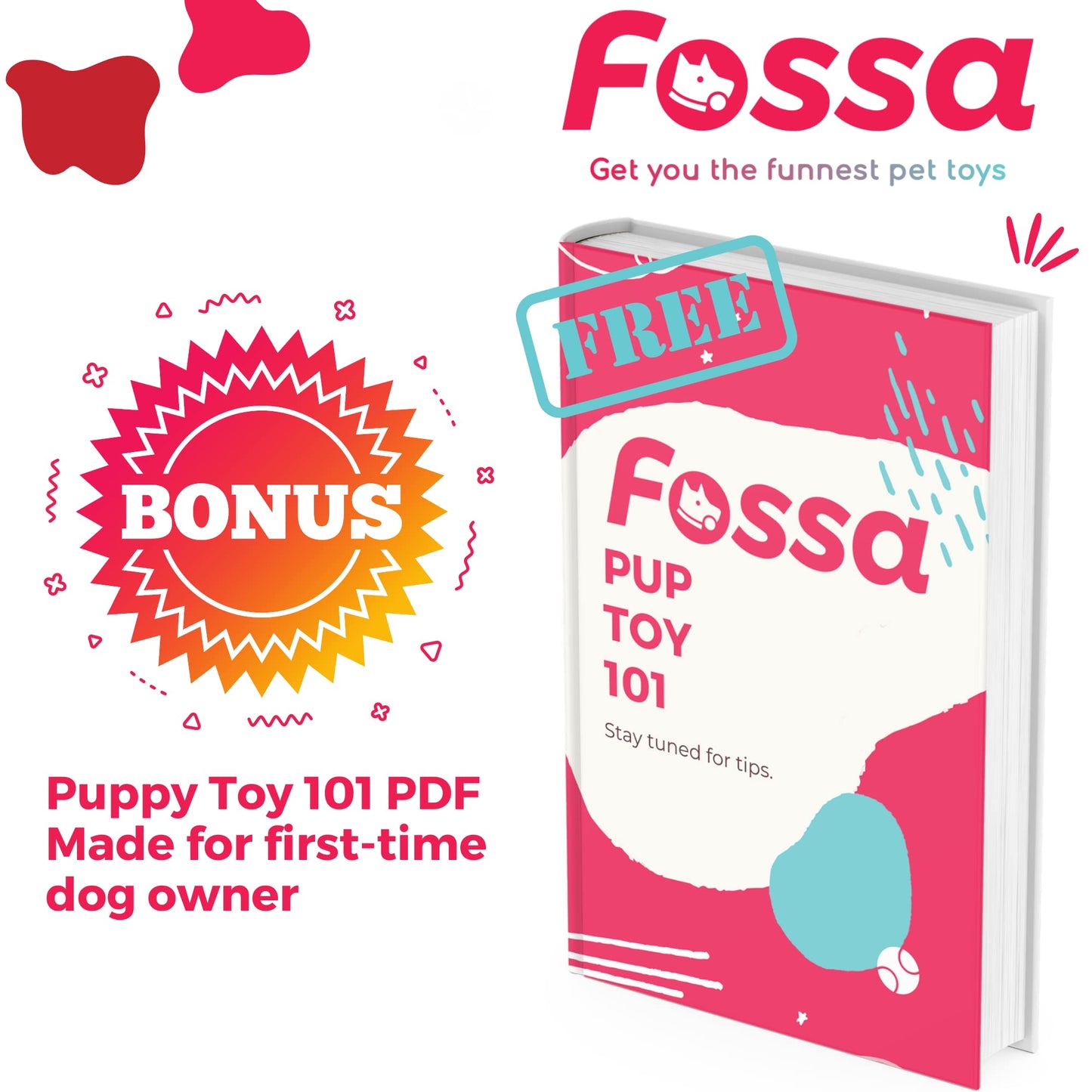 Fossa Interactive Dog Toys, Crate Training Aids for Puppies, Puzzle Treat Dispenser with Rope, Multifunctional Dog Toys - for Reduce Dog Boredom and Anxiety, Dog Teeth Cleaning and Chew Toy