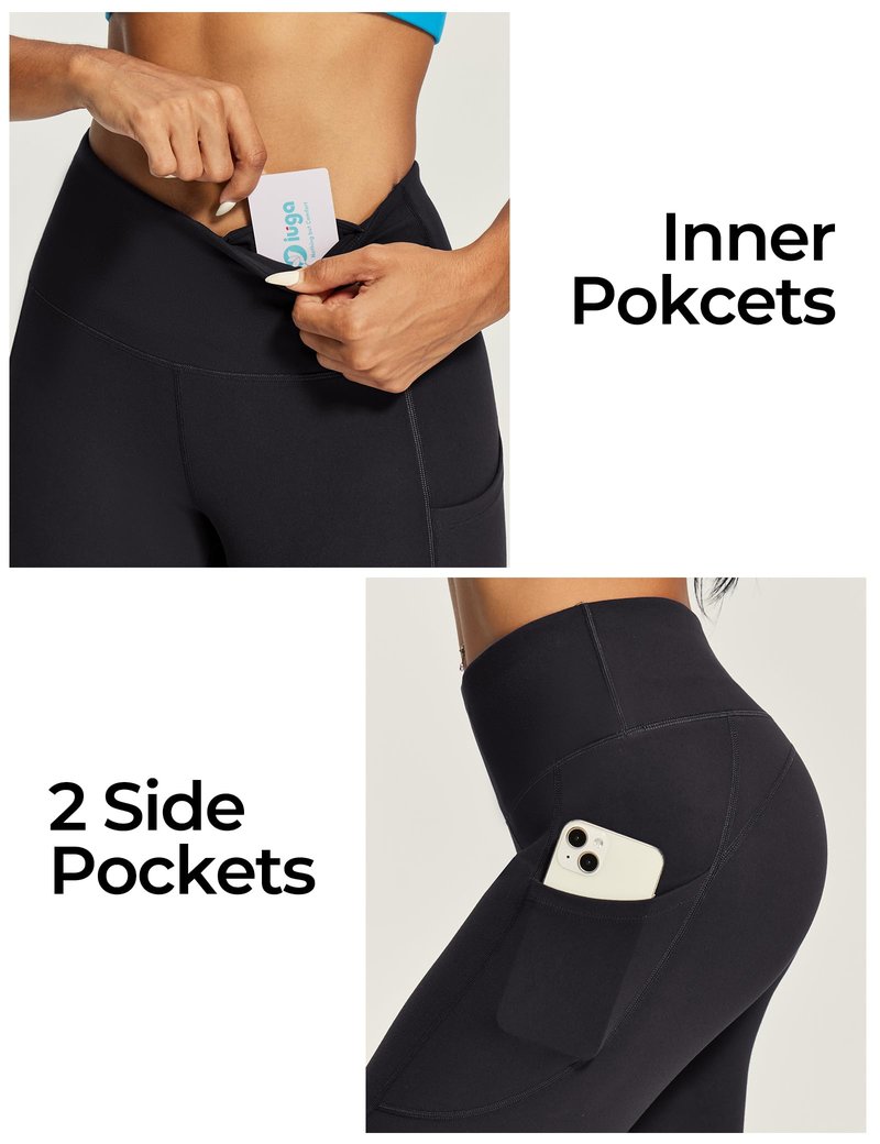 IUGA Capri Leggings for Women with Pockets High Waisted Tummy Control Compression Yoga Pants Workout Gym Capris