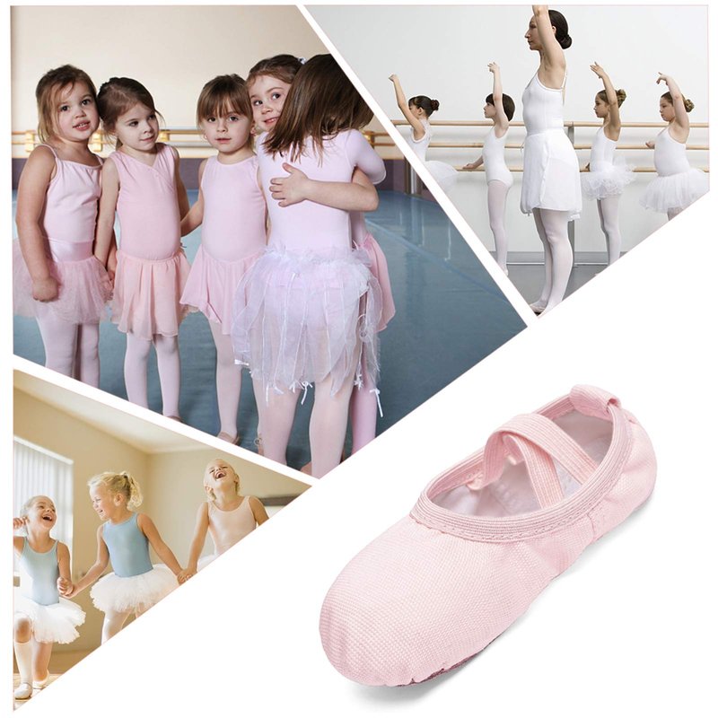 Stelle Canvas Ballet Shoes Toddler Girls Ballet Slippers No-Tie Boys Dance Shoes(Ballet Pink,6MT)