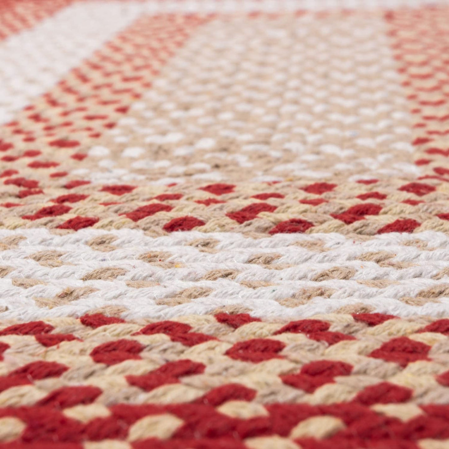 Super Area Rugs 2X3ft Farmhouse Braided Rug - Natural Soft Cotton Carpet for Bathroom, Kitchen, Doorway - Primitive Country Woven Rug - Red/Cream/Ivory