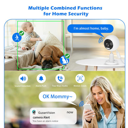 GUOANVISION 5G/2.4G Indoor/Outdoor Security Camera for Baby Monitor, Indoor Camera for Dog/Cat/Pet/Nanny/Baby/Elder, IP66 Waterproof, 3 Night Vision, Motion Detection, SD/Cloud