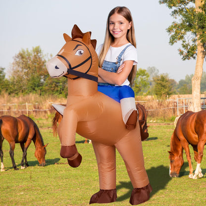 Stegosaurus Inflatable Horse Costume for Kids Halloween Riding a Horse Cowboy Costumes Funny Blow up Costumes for Boys Girls Cosplay Party
