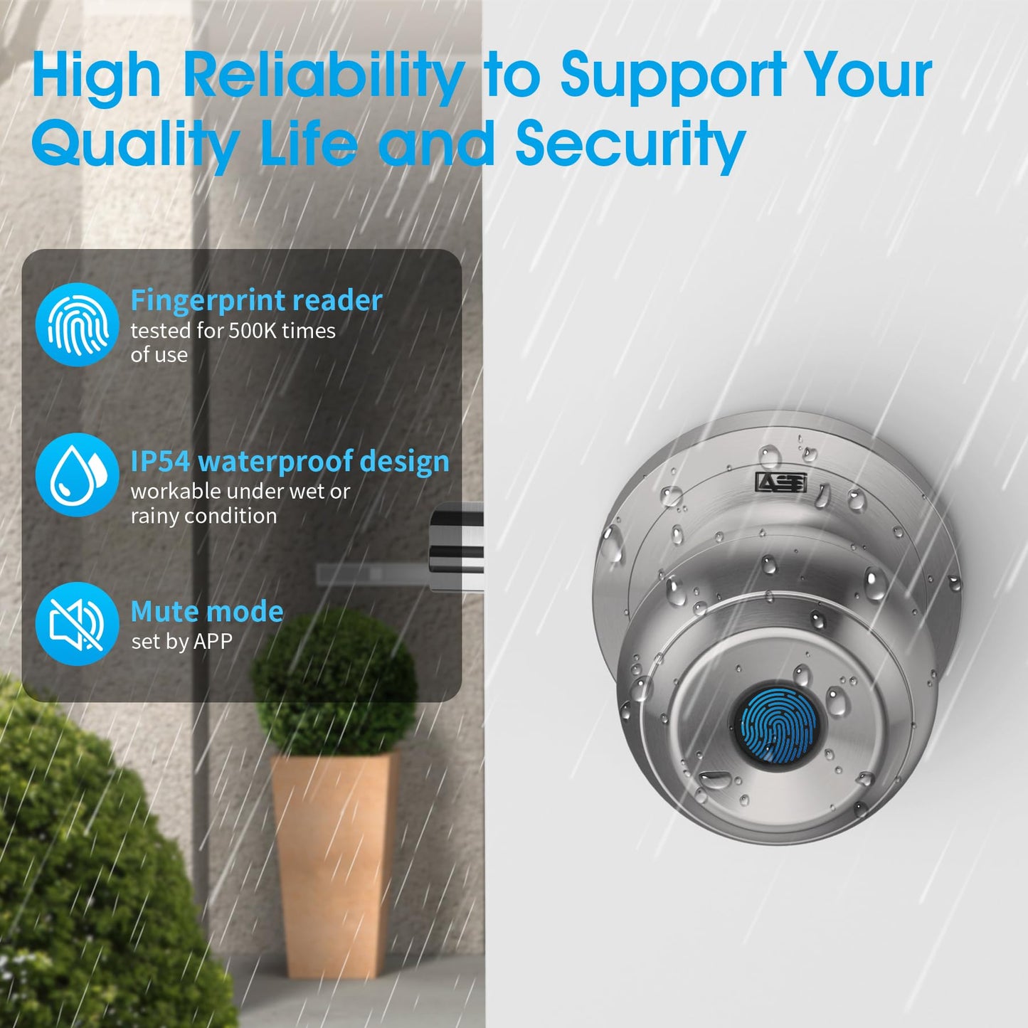 AST Fingerprint Door Knob with Autolock, Passage and Privacy Functions, Rechargeable Keyless Smart Door Knob Lock, Digital Biometric Door Knob with APP (Brushed Stainless Steel)