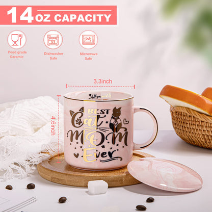 Best Friend Birthday Gifts for Women, Friendship Gifts for Women, Unique Birthday Valentines Day Gift Ideas for Her, Friends Female, Besties, BFF Ceramic Marble Coffee Mug Gift Box Printed Gold 14 oz