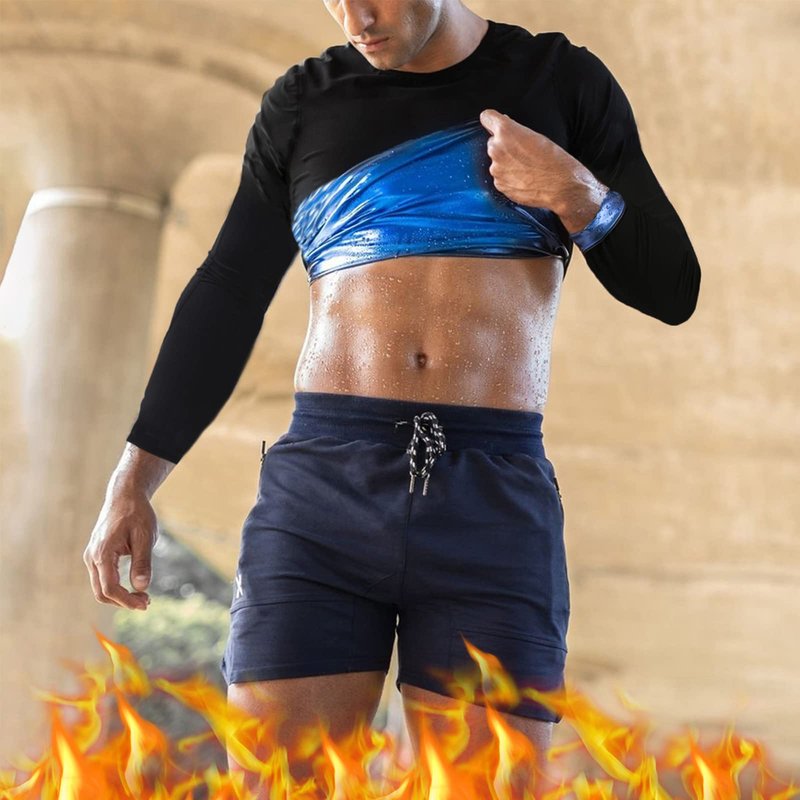 BXVX Sauna Suit Shirt for Men Weight Loss Sweat Waist Trainer Vest Workout Compression Tank Top M