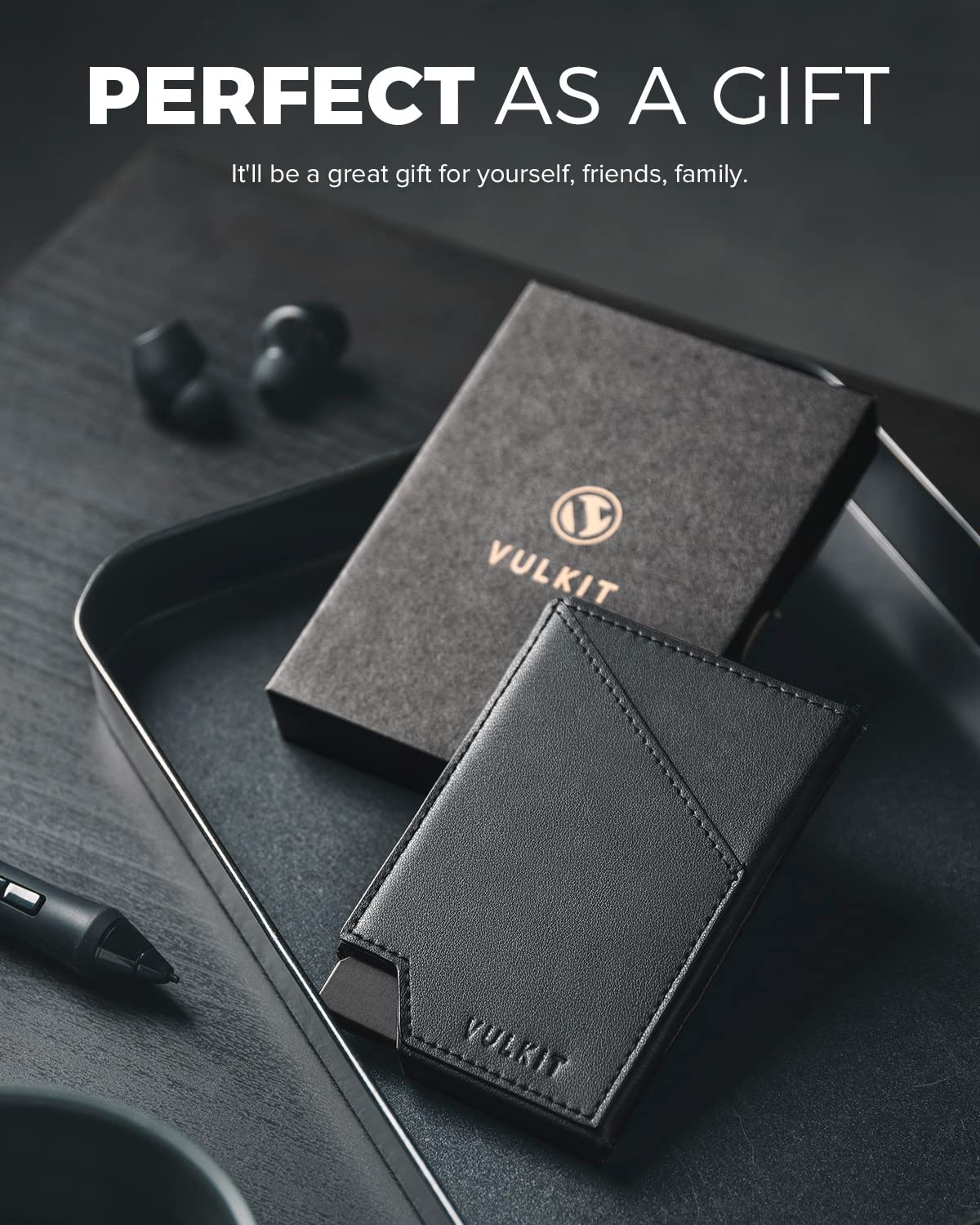 VULKIT Pop up Card Wallet RFID Blocking Slim Aluminum Metal Bank Card Holder Case with Business Money Pocket for Credit Cards Notes and Coins