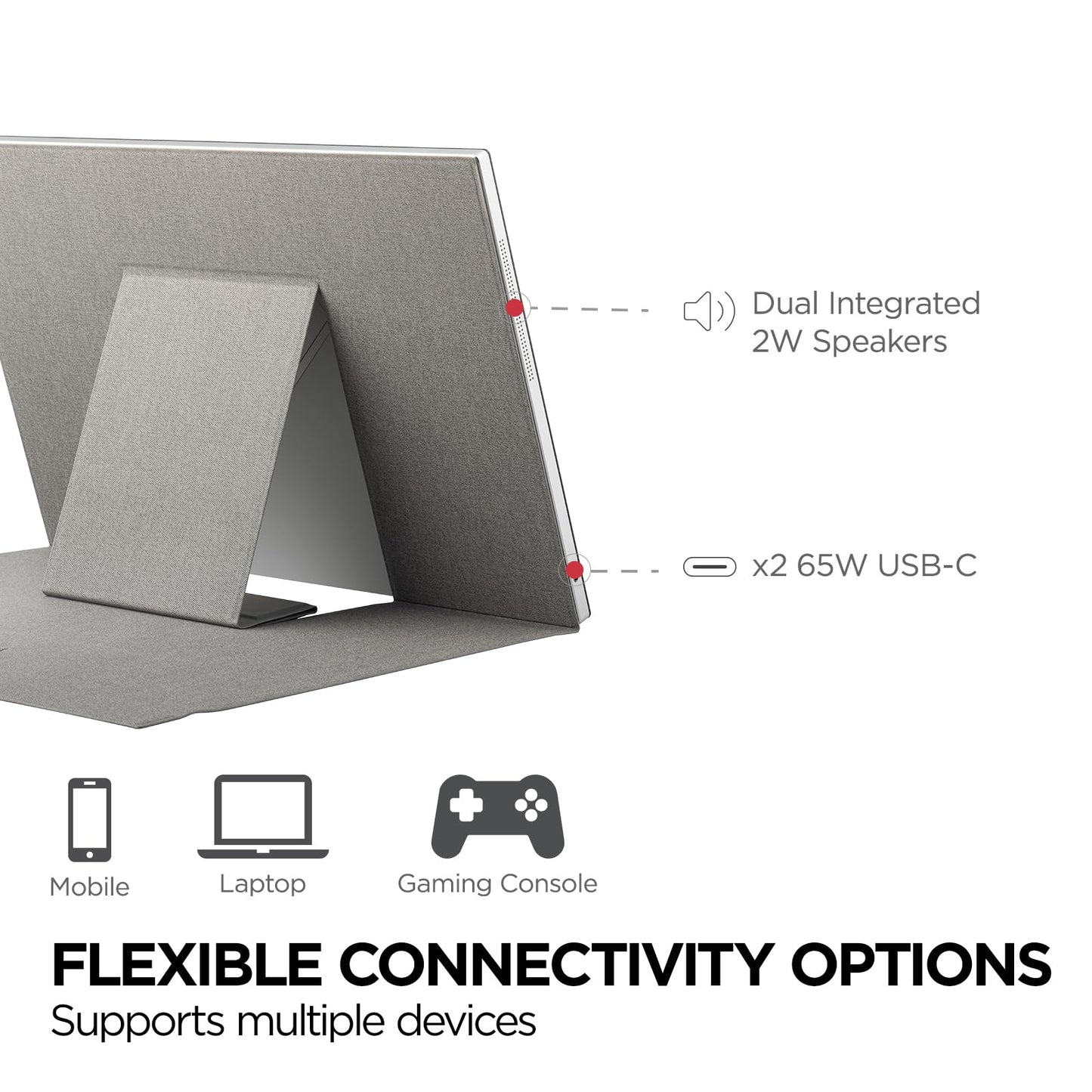 ViewSonic VG1655 15.6 Inch 1080p Portable Monitor with 2 Way Powered 60W USB C, IPS, Eye Care, Dual Speakers, Built-in Stand with Magnetic Cover