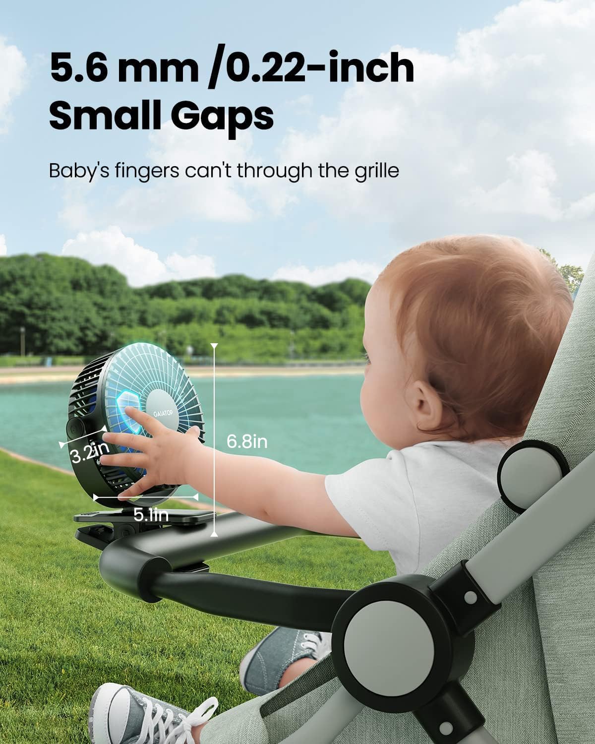 Gaiatop Portable Clip on Fan Battery Operated, Small Powerful 3 Speed Quiet 360° Rotate, USB Rechargeable Mini Personal Cooling Fan for Desk Table Home Office Stroller Camping Women Gifts Black Blue