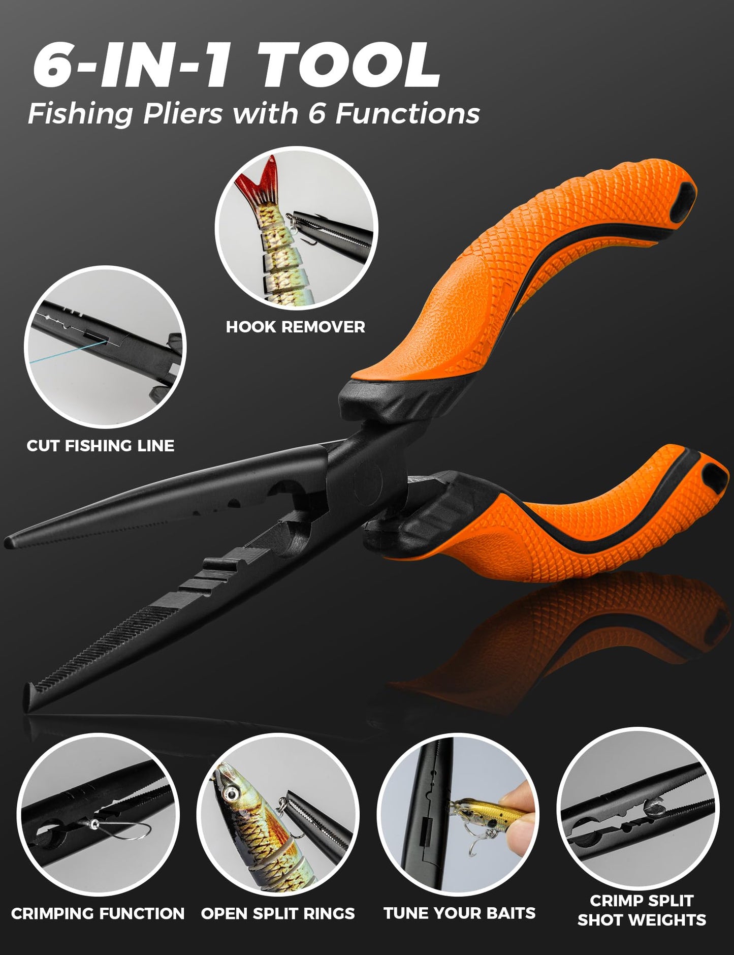 pullther fishing Fishing Tools Kit, 9" Fishing Pliers,3.9" Fishing Scissors, Fishing Line Cutter for Braided Fishing Line,Fishing Gear with Lanyard