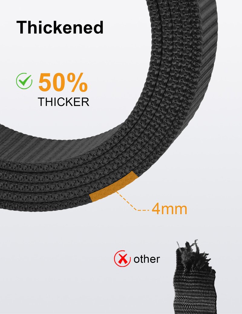 JUKMO Men's 1.5" Nylon Ratchet Belt, Casual Web Click Tactical Belt with Slide Buckle for Jeans, No Holes Adjustable Trim to Fit(Black,Medium)