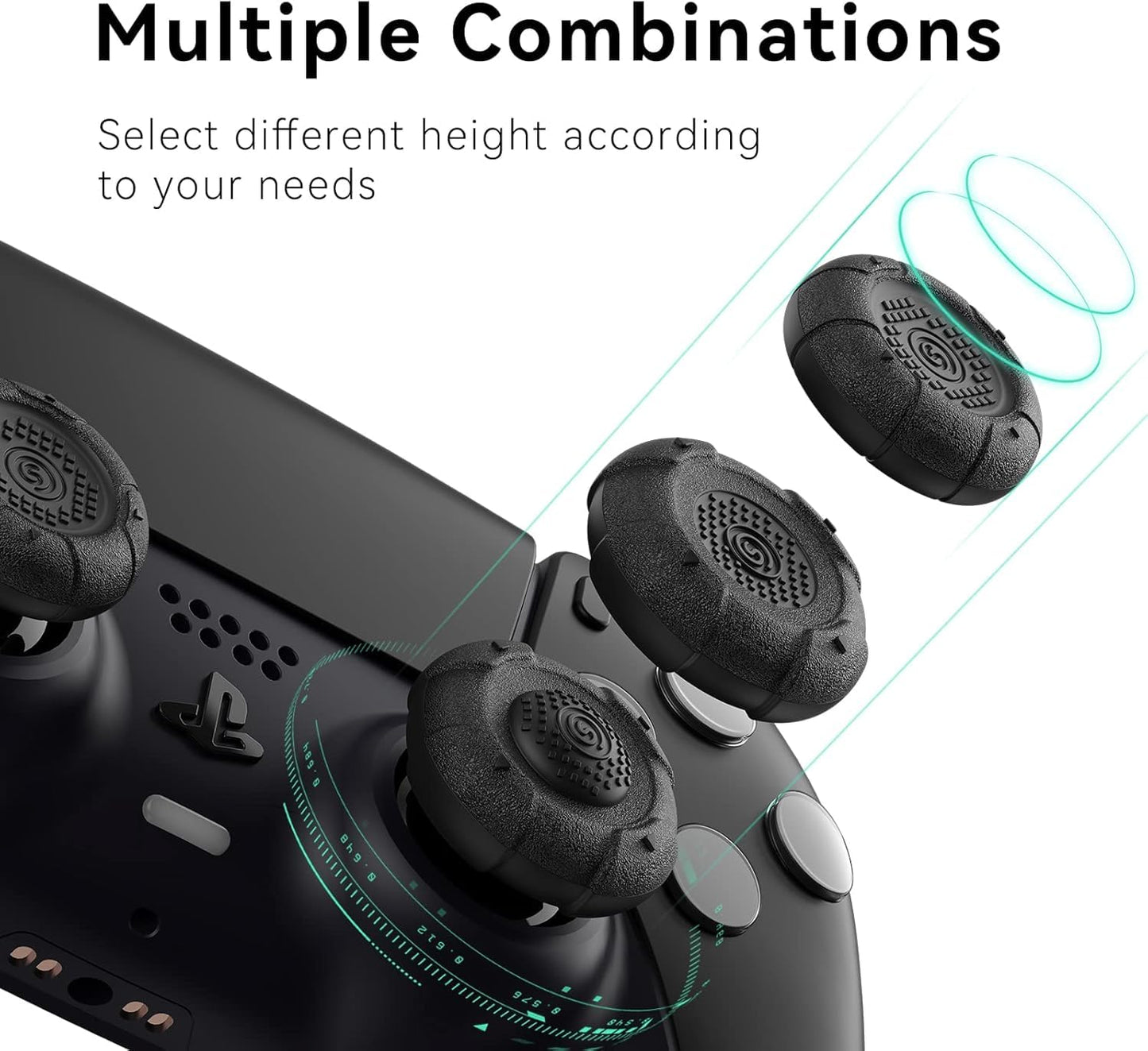GeekShare Thumb Grip Caps for PS5, Thumbsticks Cover Set Compatible With Switch Pro and PS4/PS5 Controllers, 3 Pairs / 6 Pcs (Black)