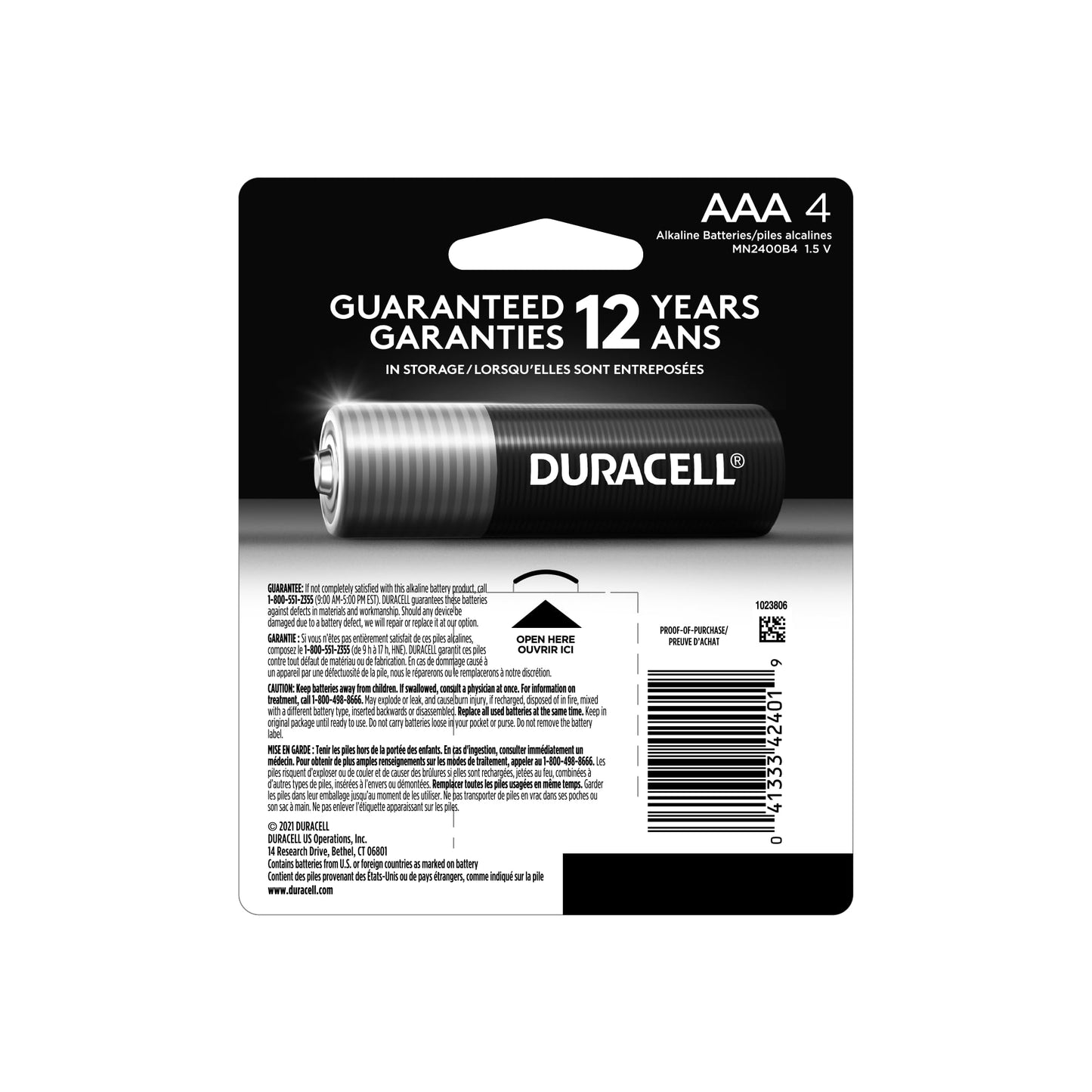 Duracell Coppertop AAA Batteries with Power Boost Ingredients, 4 Count Pack Triple A Battery with Long-lasting Power, Alkaline AAA Battery for Household and Office Devices