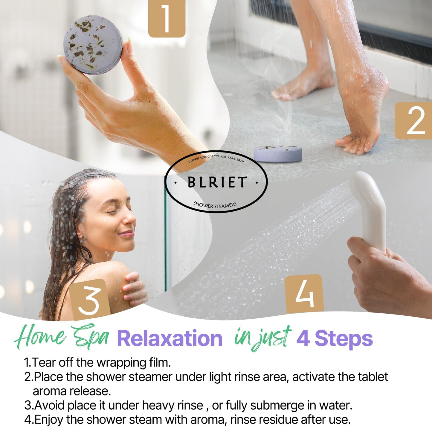 Shower Steamers Aromatherapy Blriet, Gifts for Women, Teen Girls, Wife, Her, Mom, Valentines Day Gifts Birthday Galentines Decoration Travel Essentials Self Care Home Spa Relaxation - 8 Pack