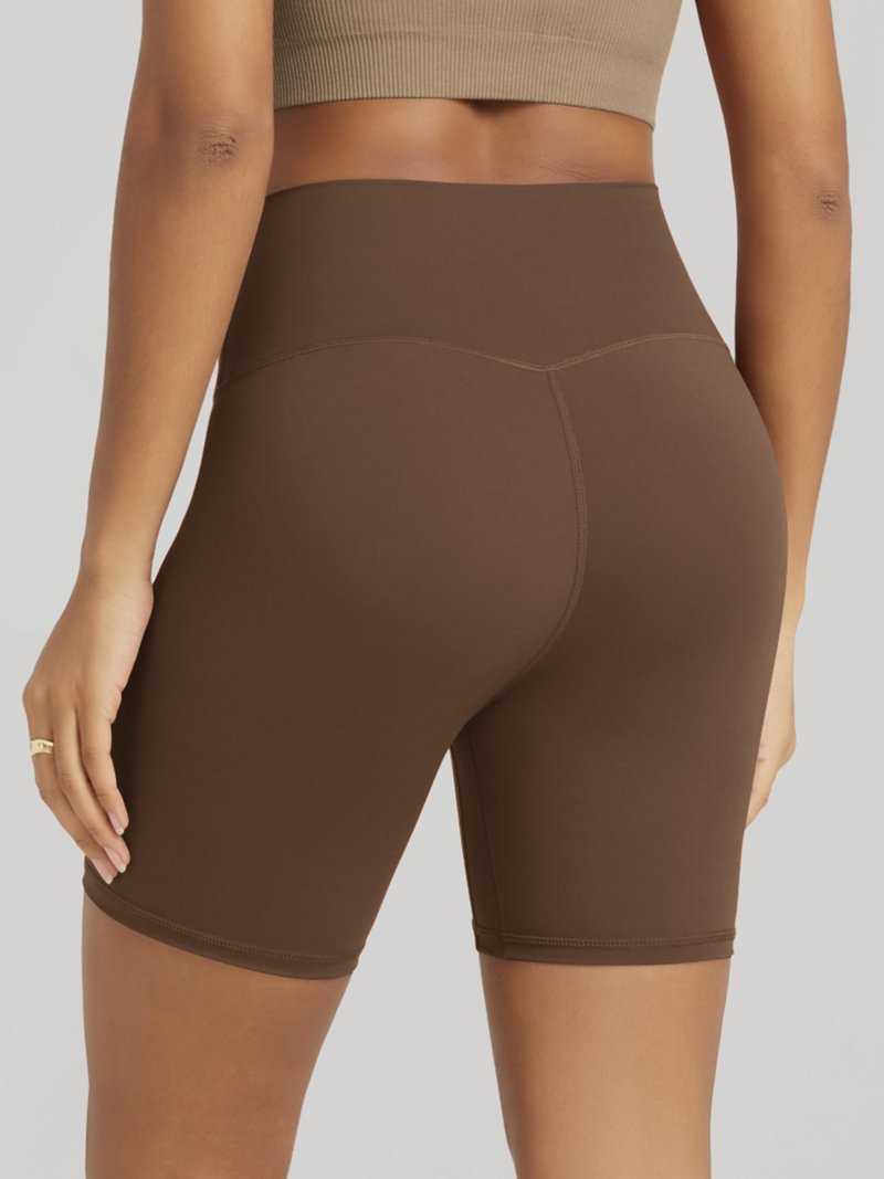 ODODOS Tummy Control Compression Shorts for Women, 6" Inseam High Waist Workout Biker Shorts with Inner Pocket, Brunette, Large