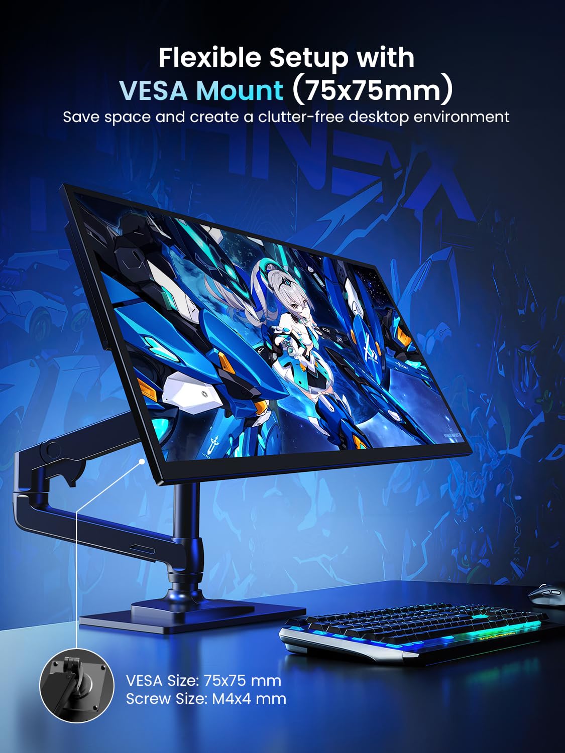 UPERFECT Portable Monitor 18.5 inch 120HZ 125% sRGB 1080P w/VESA & Stand, Large Portable Monitor FreeSync IPS HDR Gaming Display, HDMI USB C Travel Second Screen for Laptop MacBook
