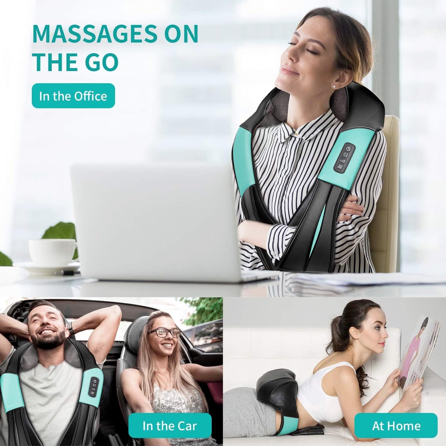 Nekteck Neck Massager for Pain Relief Deep Tissue, FSA Eligible Shiatsu Back Massager with Heating 3D Kneading Massage Pillow for Shoulder Leg Muscle, Office Home Car Use, HSA Eligible, Plug-in Use