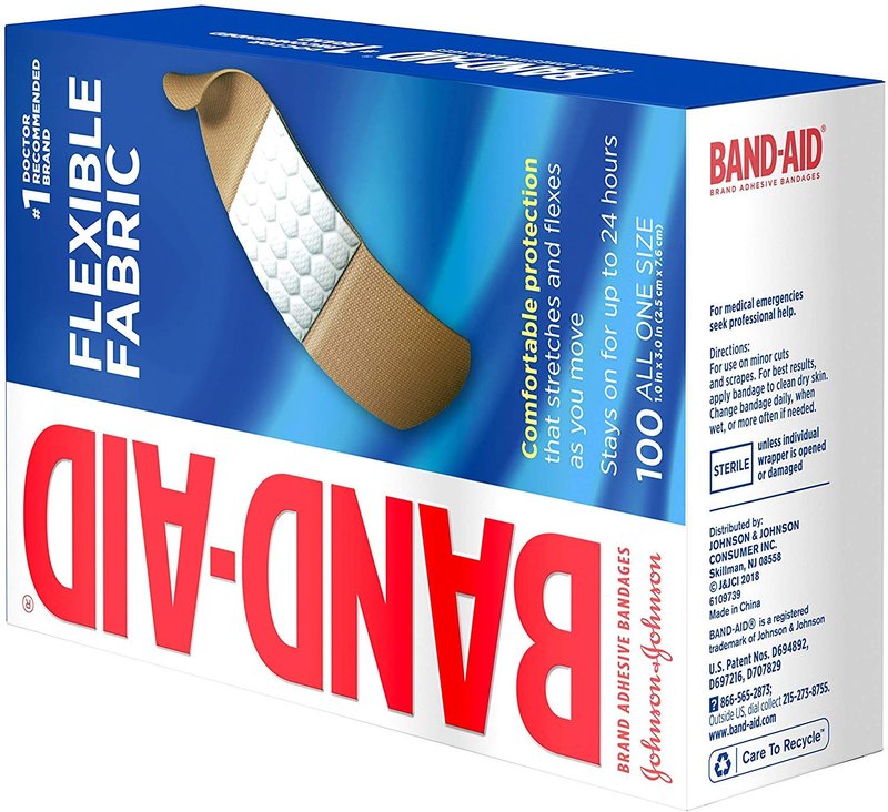 Johnson & Johnson JJ4444 Band-Aid Woven Adhesive Bandages, 1" x 3", Tan (Box of 100)