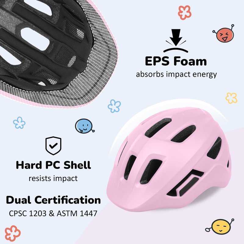 Toddler/Kids Bike Helmet, Adjustable and Multi-Sport, from Infant to Schoolchild, 2 Sizes (Pink)