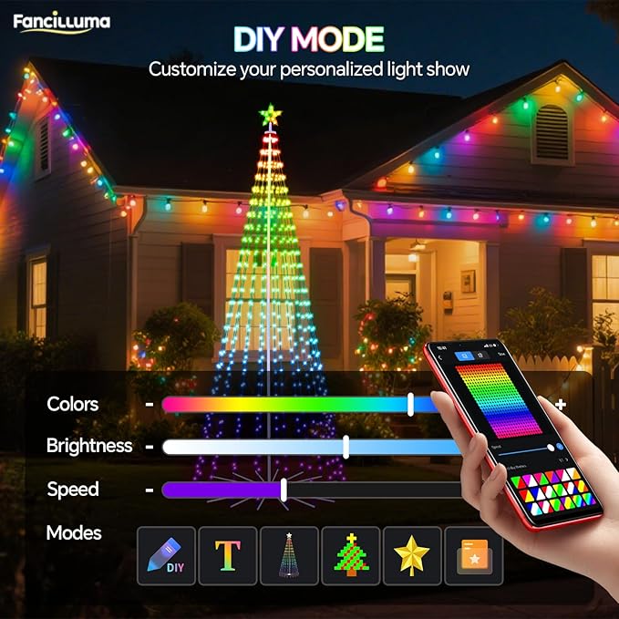 10 FT Smart Christmas Cone Tree Lights, 514 LED Lighted Outdoor Christmas Tree with Remote & App Control Timer, Music Sync, DIY RGB Color Changing for Indoor Outdoor Decorations