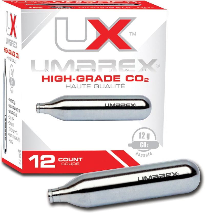 High-Grade CO2 Cartridges for Pellet Guns - 12-Pack, Reliable Performance