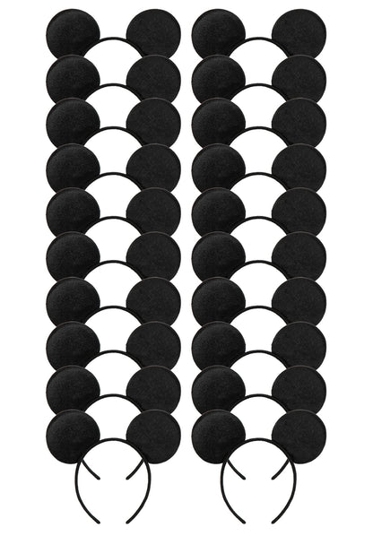 CHuangQi 20pcs Mouse Ears Headband, Solid Black