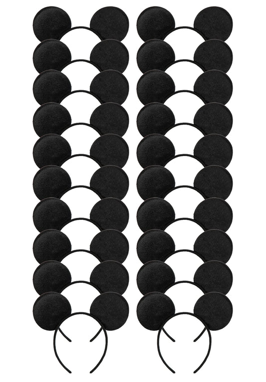 CHuangQi 20pcs Mouse Ears Headband, Solid Black