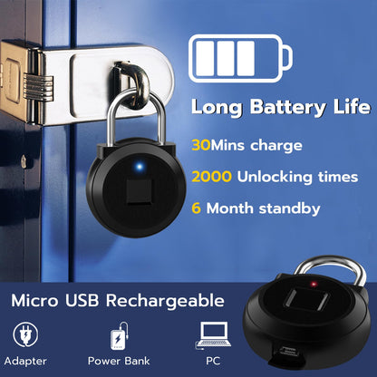 Fingerprint Lock, Dhiedas Gym Locker Lock with Fingerprint Bluetooth APP, Biometric Fingerprint Padlock with Keyless, Waterproof Smart Padlock for Locker School Suitcase Cabinet Storage