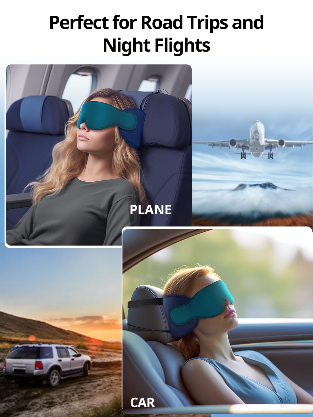 Inspireyes Travel Pillow for Airplanes, Airplanes Pillow with Eye Mask for Sleeping, Long Haul Flight Essentials Head Support Soft Pillow, Car Road Trip Travel Pillow, Royal Blue