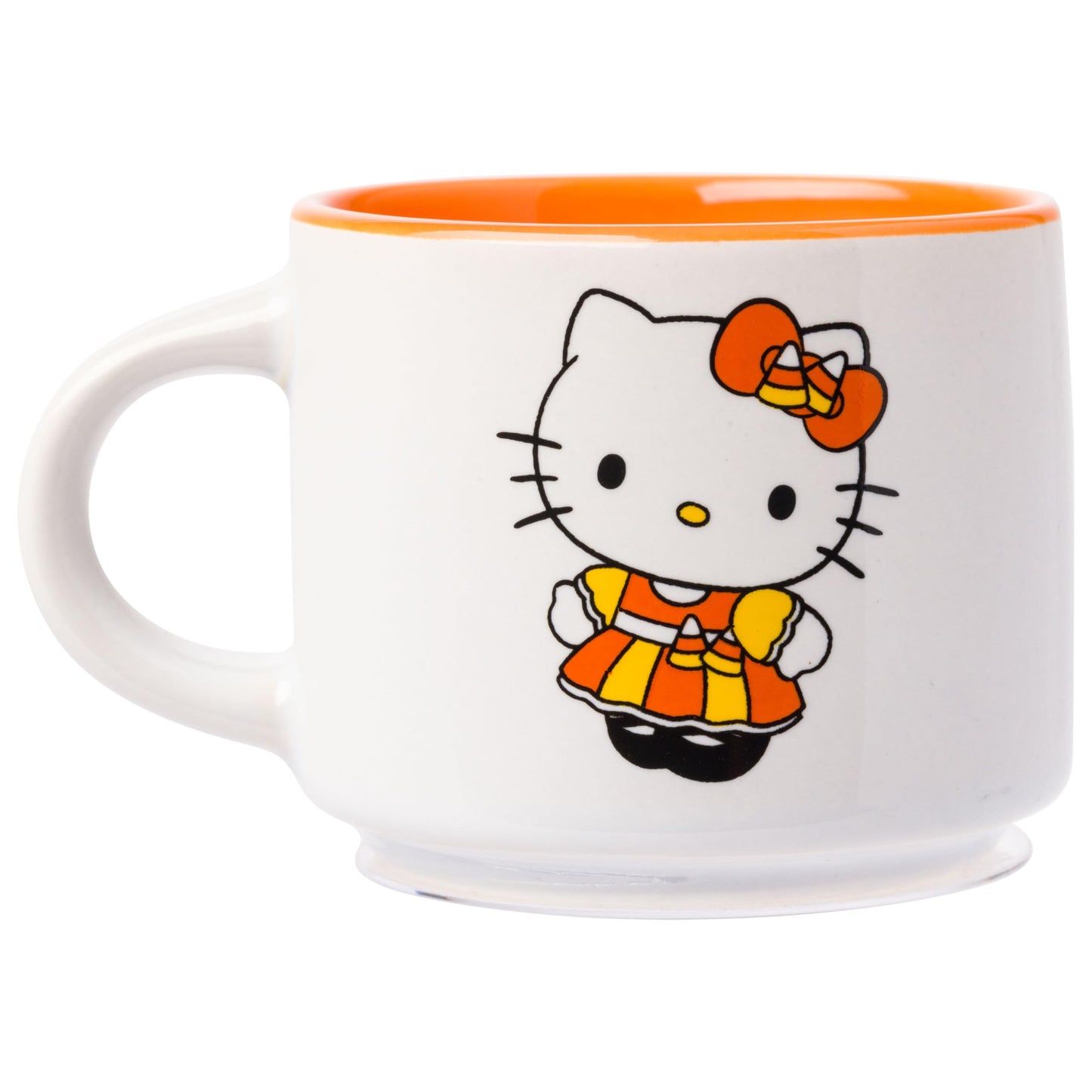 Silver Buffalo Sanrio Hello Kitty Halloween Themed 4 pack Ceramic Espresso Set with Storage Rack, 3 Ounces