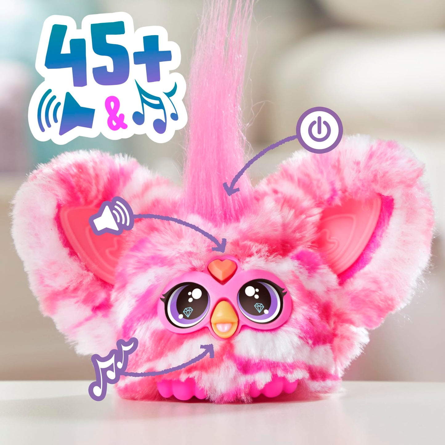 Furby Furblets - Series 3 Collectible - Bub-Lee Mini Electronic Plush Toy with Sounds for Kids, Interactive Talking Collectible, Soft to the Touch, Easter Gift, Pink