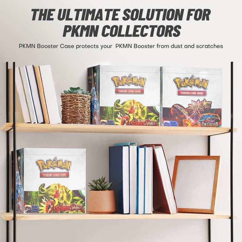 HTRYBNES Clear PKMN Booster Box Protector Case, 5 Pack PET Plastic Display Cases for Sealed Booster Boxes – PET Protective Storage for Collectors – 0.5mm Thick (5.47x3.26x4.88 inch)