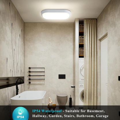 Letlit LED Ceiling Light with Motion and Twilight Sensor, 18W LED Bulkhead Light Outside, IP54 Bathroom Wall Light, 1800LM 4000K Porch Light Radar Sensor for Indoor,Outdoor,Hallway,Cellar,Garden