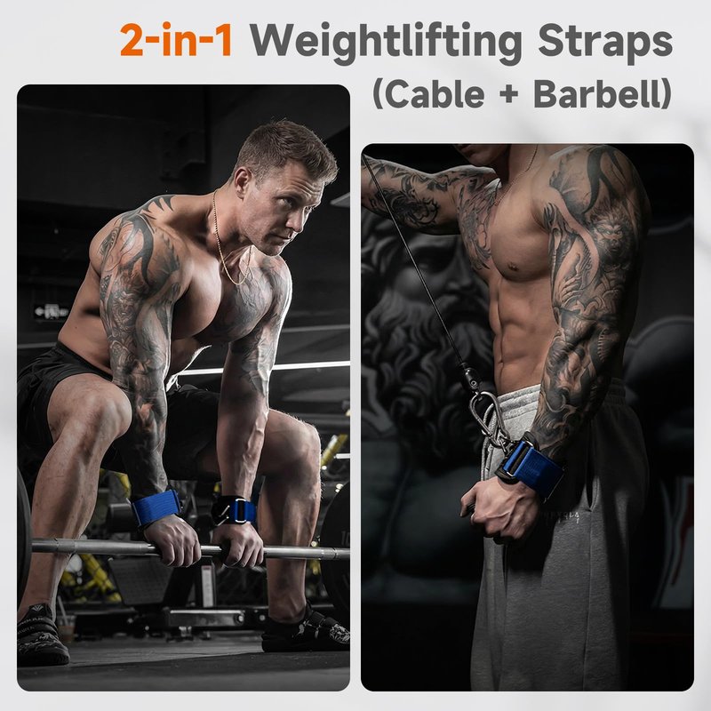 MOST GRIP Non-Slip Gym Wrist Sraps for Weightlifting, Double Rubber Weight Lifting Straps with D Rings for Cable Machine Workout, Wrist Wraps with Cushion Wrist Loop for Men Women Deadlift