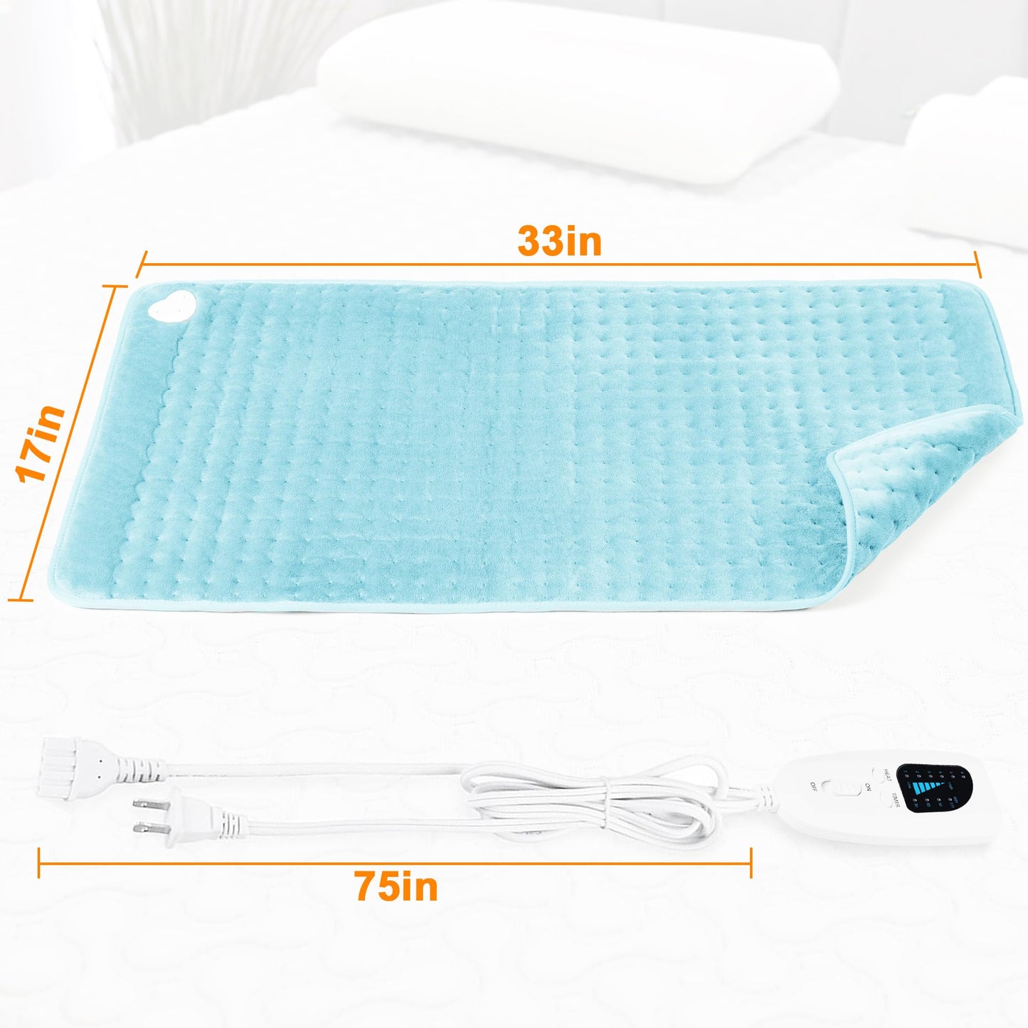 Heating Pad,Electric Heating Pads for Back,Neck,Abdomen,Moist Heating Pad for Shoulder,Knee,Arms,Legs,Dry/Moist Heat & Auto Shut Off,Birthday Gifts for Men and Women(Light Gray, 24''×12'')
