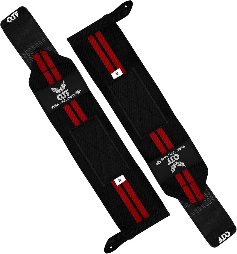 QTF Wrist Wraps for Weightlifting - Heavy-Duty 12" Support with Thumb Loop | Ideal for Strength Training & Bodybuilding