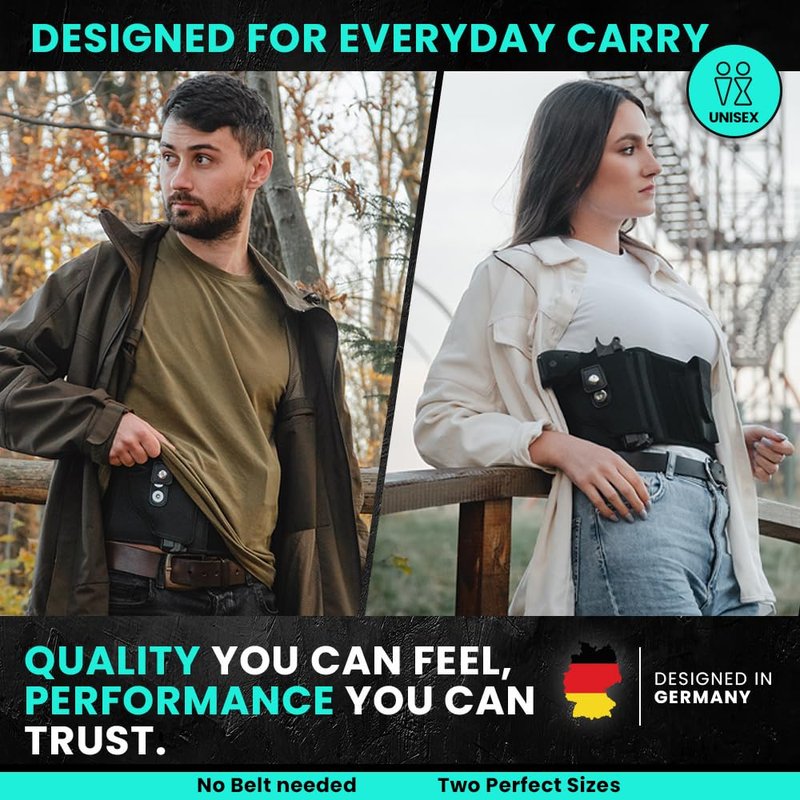 Premium Belly Band Holster for Deep Concealment, Magnetic Retention – Fits 99% of Handguns (Right, LITE Edition (one Spare mag Pouch), Regular (Belly from 28" to 44"))