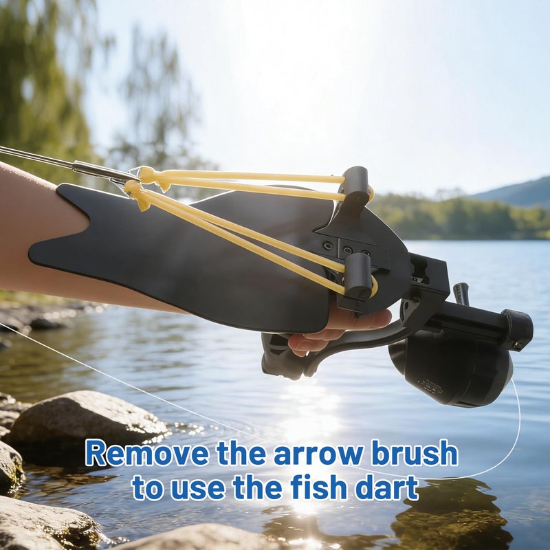 HANDBAIGE Outdoor Hunting Fishing Slingshot Archery Arrow Shooting Ammo Balls Multifunction Catapult Slingshot with Fishing Reel, Arrow Brush,Rubber Bands Fish Kit