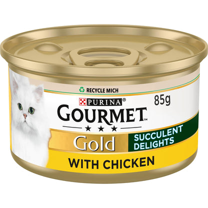 Gourmet Gold Succulent Delights Adult Wet Cat Food Chicken 12x85g, Pack of 12