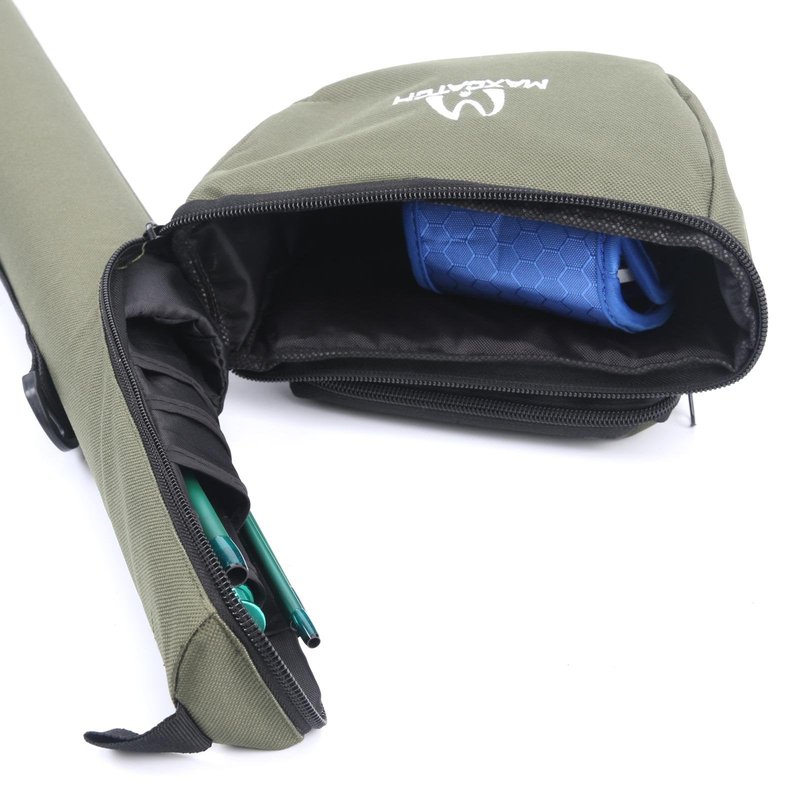 M MAXIMUMCATCH Maxcatch Fly Fishing Rod Case with Reel Pouch, Complete Protection Bag for 9FT 2/4 Piece Rods (Green, For 7.5' 4sec Fly Rod Length: 25.9'')