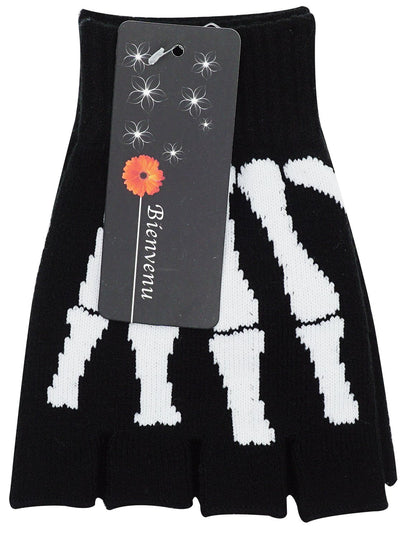 Bienvenu Unisex Stretchy Fingerless Hand Warmer Skeleton Gloves