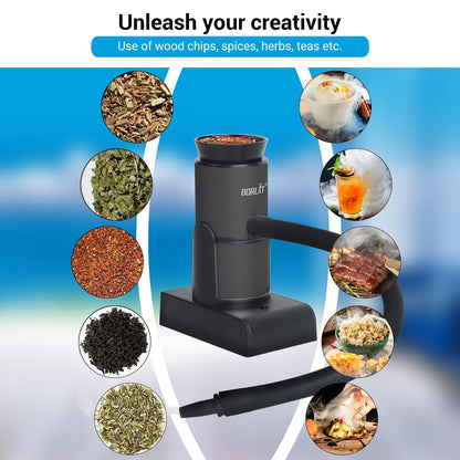 BORUiT Smoking Gun Food Smoker Portable Wood Smoke Infuser with Wood Chips, Food Kitchen Smoker for Sous Vide Meat Salmon Cocktails Cheese BBQ Grill, Great for Foodie Gifts