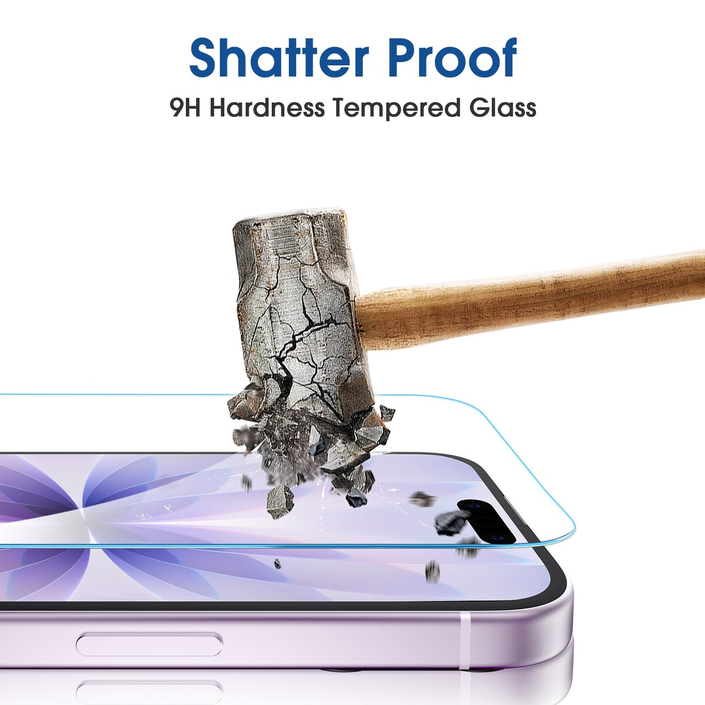 amFilm Auto-Alignment OneTouch for iPhone 16 [6.1''] Screen Protector + Camera Lens Protector, Tempered Glass, 30 seconds Installation, Bubble Free, Case Friendly, Anti-Scratch [2+2 Pack]