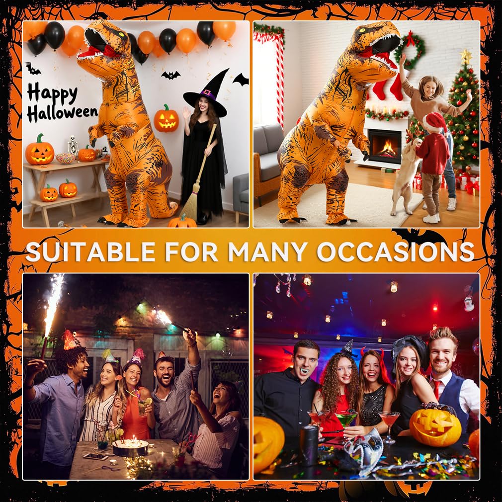 JASHKE Inflatable Dinosaur Costume Adult Blow up Trex Costumes Inflatable Dino Suit Halloween Costumes Fancy Dress for Adult (brown)